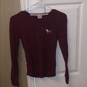 PINK maroon waffle long sleeve